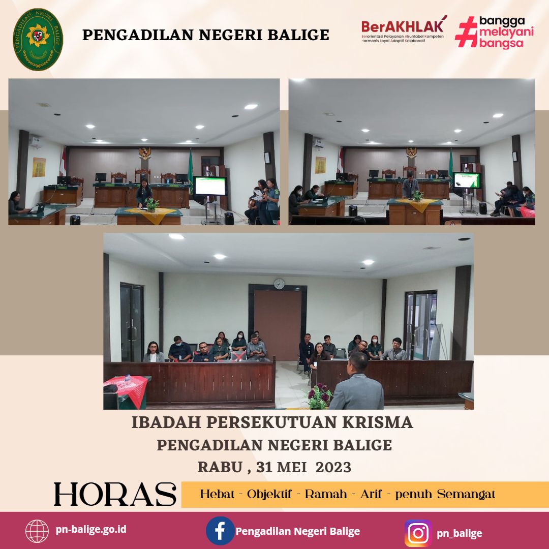 IBADAH PERSEKUTUAN KRISMA PENGADILAN NEGERI BALIGE Bulan Mei 2023 IBADAH PERSEKUTUAN KRISMA PENGADILAN NEGERI BALIGE Bulan Mei 2023